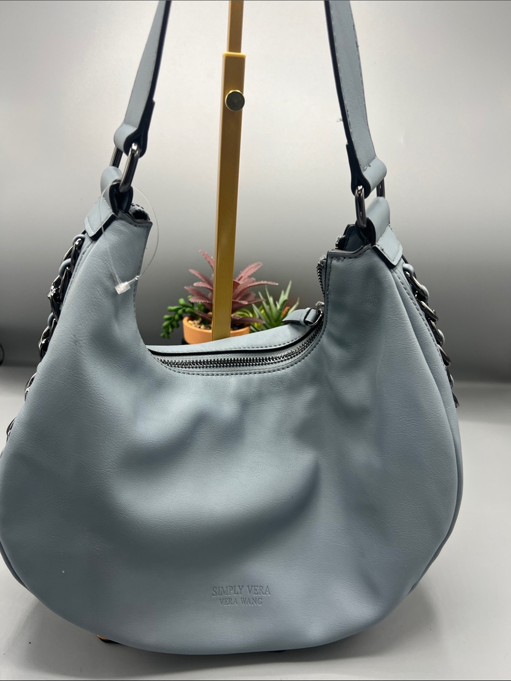 Simply Vera Vera Wang Powder Blue Hobo Shoulder Bag leather soft